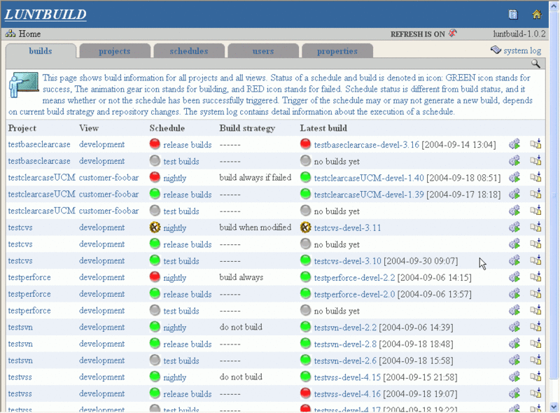 Luntbuild Screenshot
